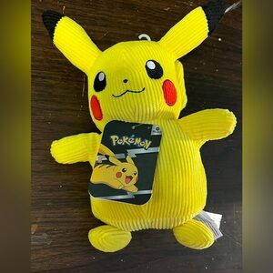 Pikachu Pokemon 10” Corduroy  Plush  Jazwares Licensed Authentic